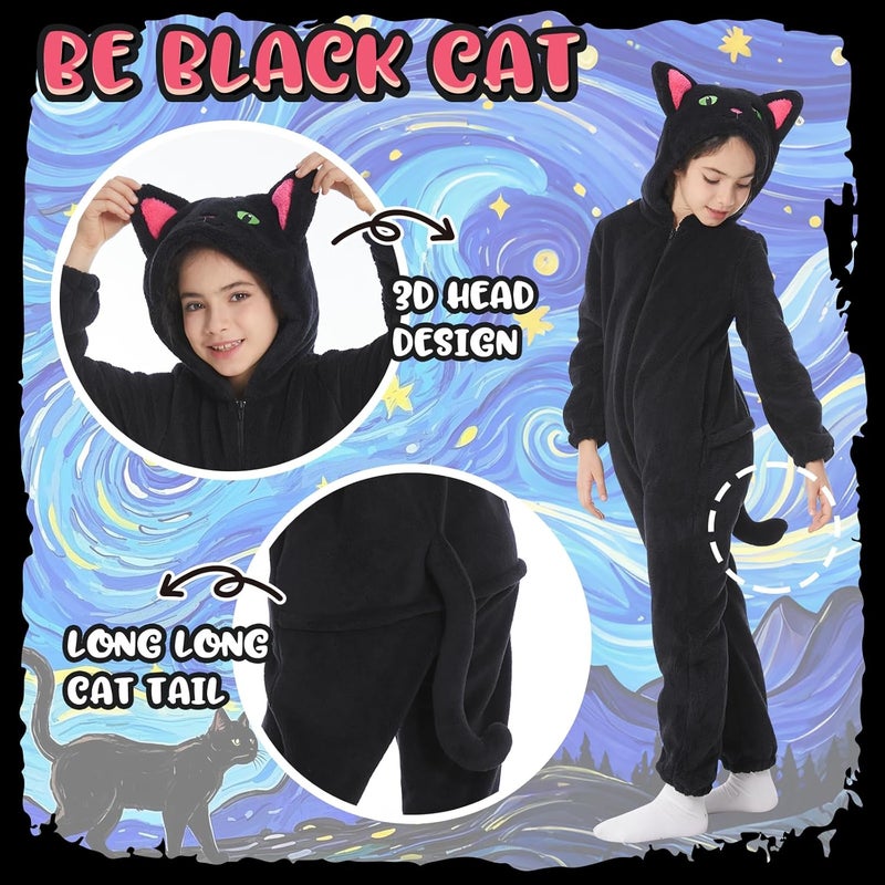 HSCTEK Luxury Double-sided Flannel Fleece Child Cat Onesies with Hoodie - Image 2